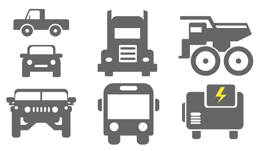 Fume-A-Vent vehice exhaust removal system application icons.