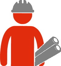 Icon of person in a hardhat to represent employee safety