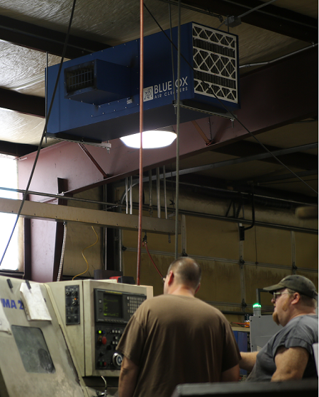 Blue Ox air cleaners installed at SCCM to help control machining process dust.