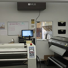 Blue Ox OX1100-CC shown installed in printing shop to remove printing solvent and fume.
