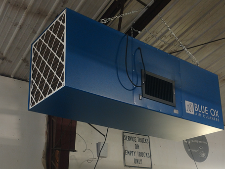 Blue Ox OX3000 installed for a local welding shop to reduce weld fumes and smoke.