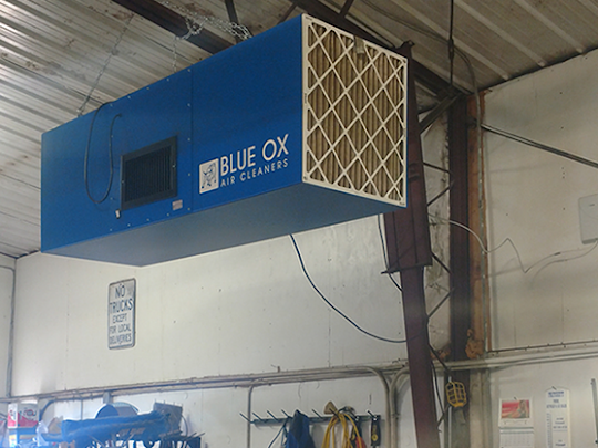 Another Blue Ox unit hanging in a different welding facility