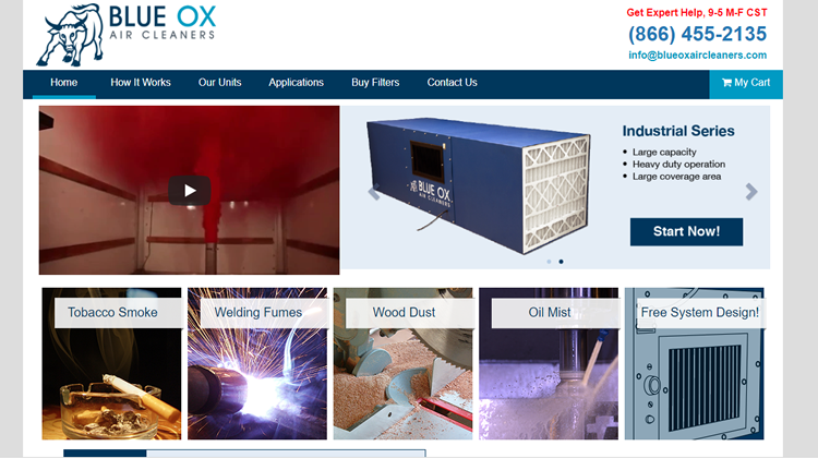 Homepage for blueoxaircleaners.com
