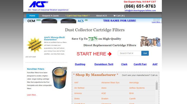 Homepage for industrialcartridgefilters.com