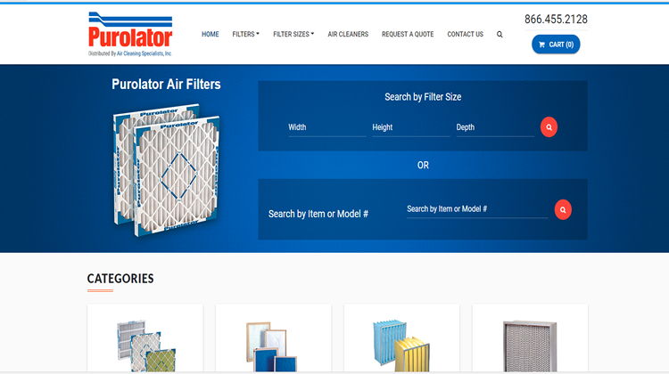 Homepage for purolatorairfilters.com