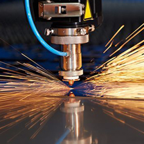 Image of sparks from an industrial laser cutting machine