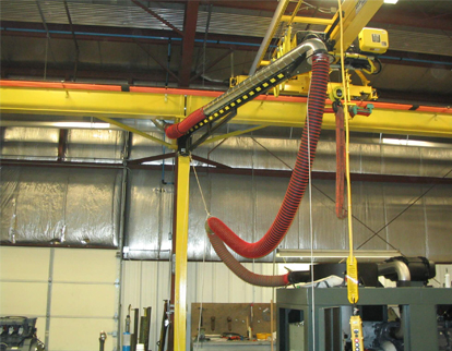 Image of a vehicle exhaust extraction system conencted to a boom arm