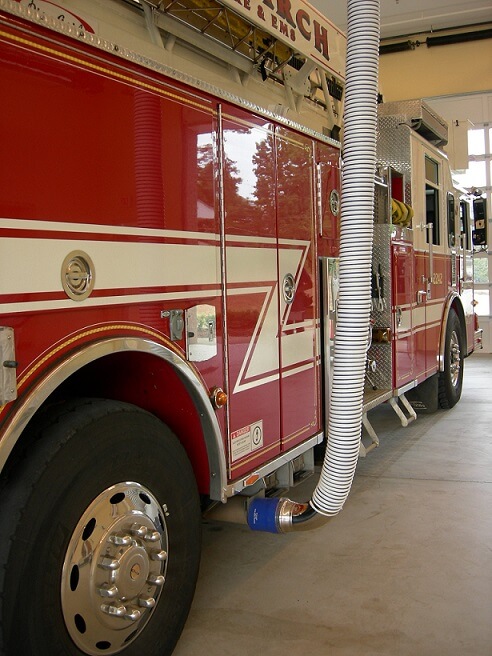 Fire station vehicle exhaust removal install.