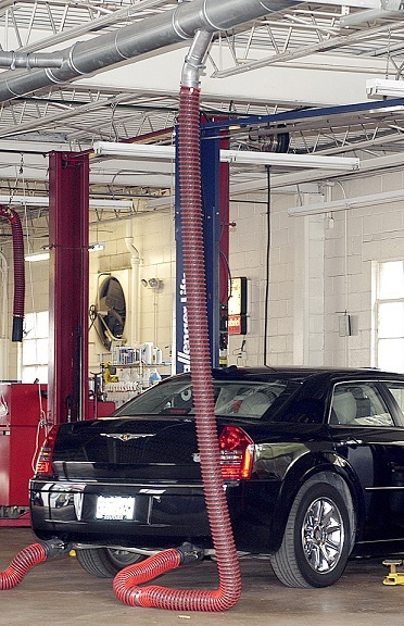 Vehicle Exhaust Removal Systems in an auto body shop.