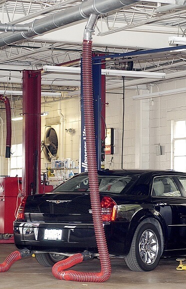 Vehicle Exhaust Removal Systems in an auto body shop.