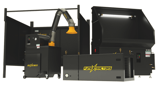 A range of FumeXtractors welding fume and smoke removal systems.